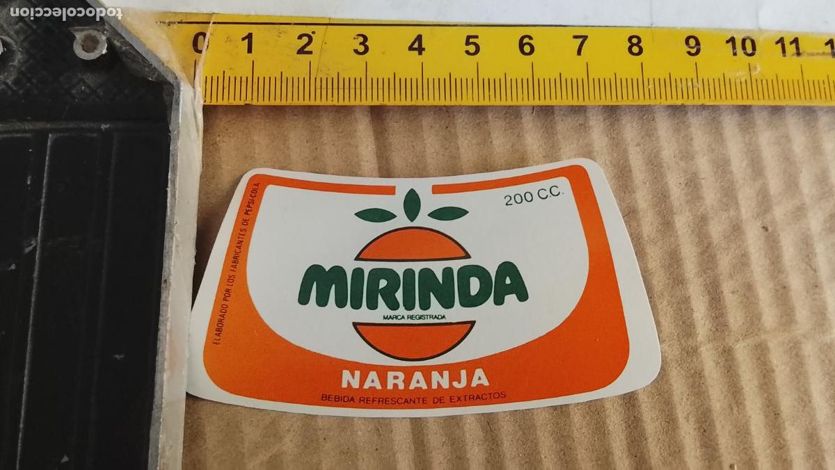 Etiquetas antiguas: antigua etiqueta original SIN PEGAR , de BOTELLA REFRESCOS MIRINDA NARANJA