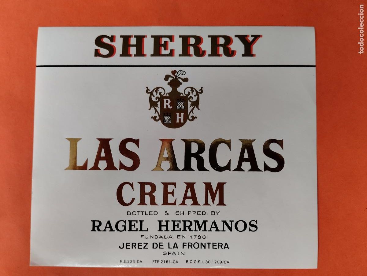 Etiquetas antiguas: ETIQUETA SHERRY LAS ARCAS CREAM JEREZ DE LA FRONTERA