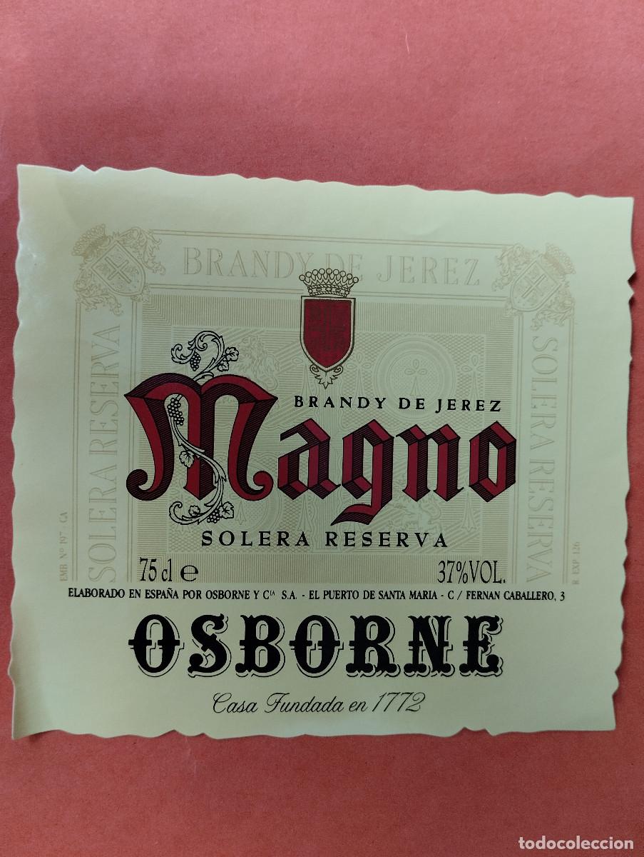 Etiquetas antiguas: ETIQUETA BRANDY JEREZ SOLERA RESERVA OSBORNE