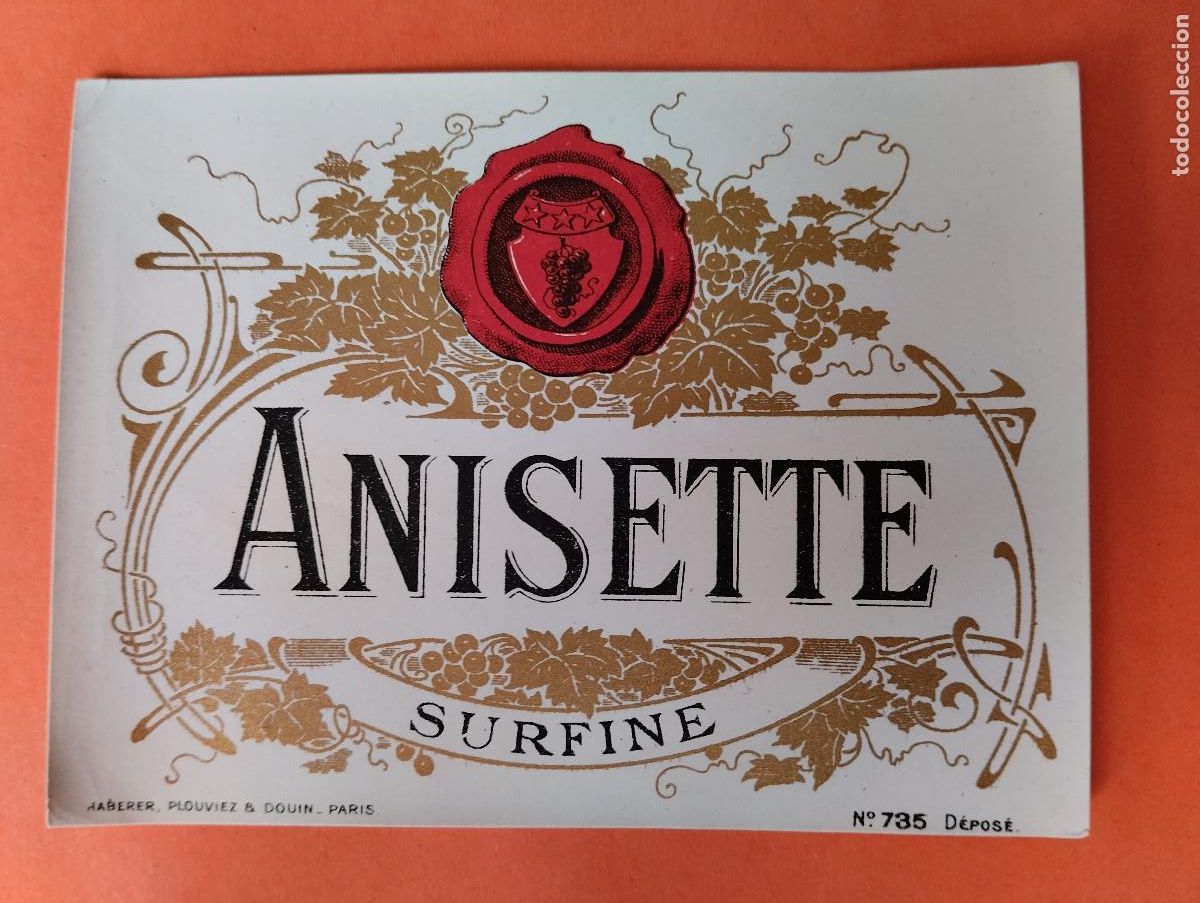 Etiquetas antiguas: ETIQUETA ANISETTE SURFINE