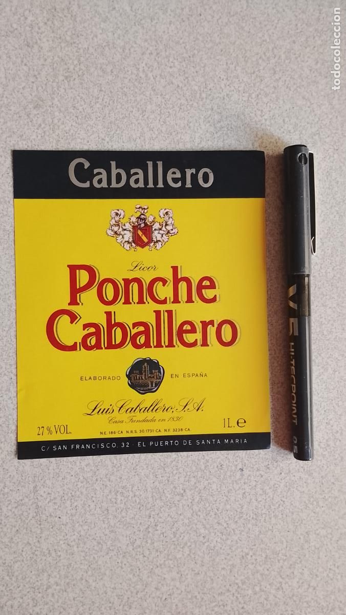 Etiquetas antiguas: Haga su oferta etiqueta - PONCHE CABALLERO