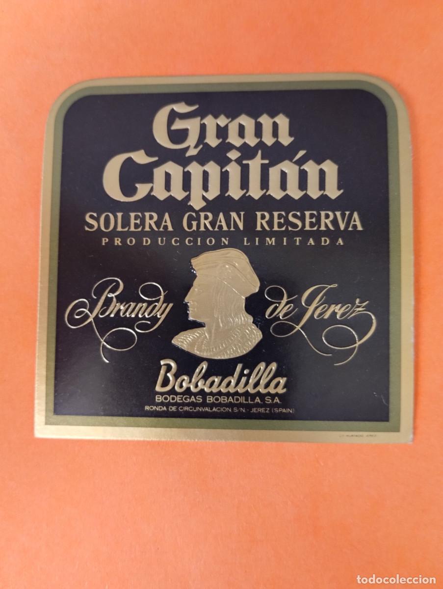 Old Labels: ETIQUETA GRAN CAPITAN SOLERA GRAN RESERVA BOBADILLA BRANDY JEREZ