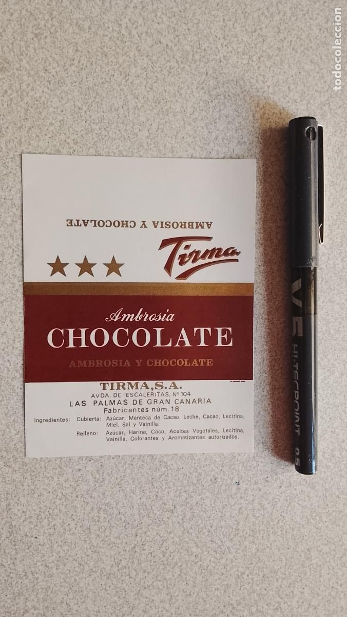 Etiquetas antiguas: Haga su oferta etiqueta - AMBROSIA Y CHOCOLATE TIRMA LAS PALMAS DE GRAN CANARIA