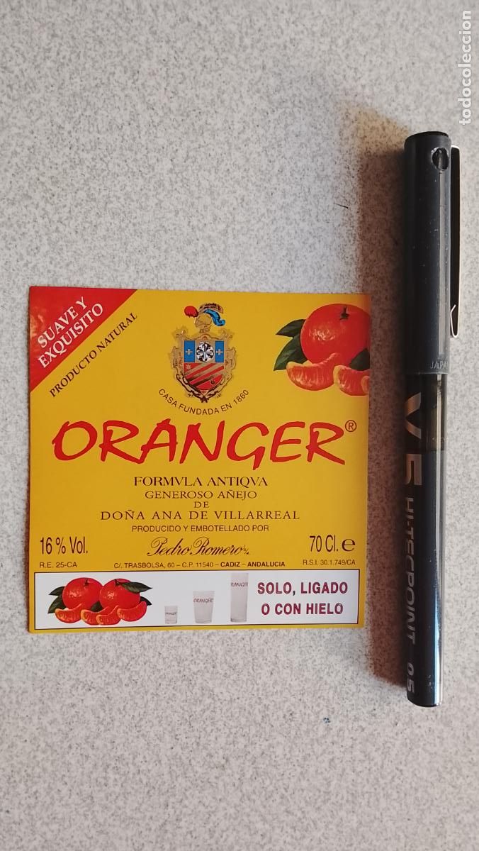 Etiquetas antiguas: Haga su oferta etiqueta - PEDRO ROMERO ORANGER DO&Ntilde;A ANA DE VILLAREAL CADIZ ANDALUCIA
