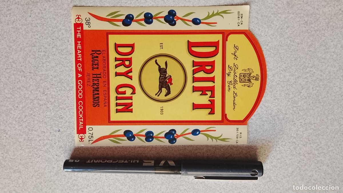 Etiquetas antiguas: Haga su oferta etiqueta - DRIFT DRY GIN RAGEL HERMANOS JEREZ