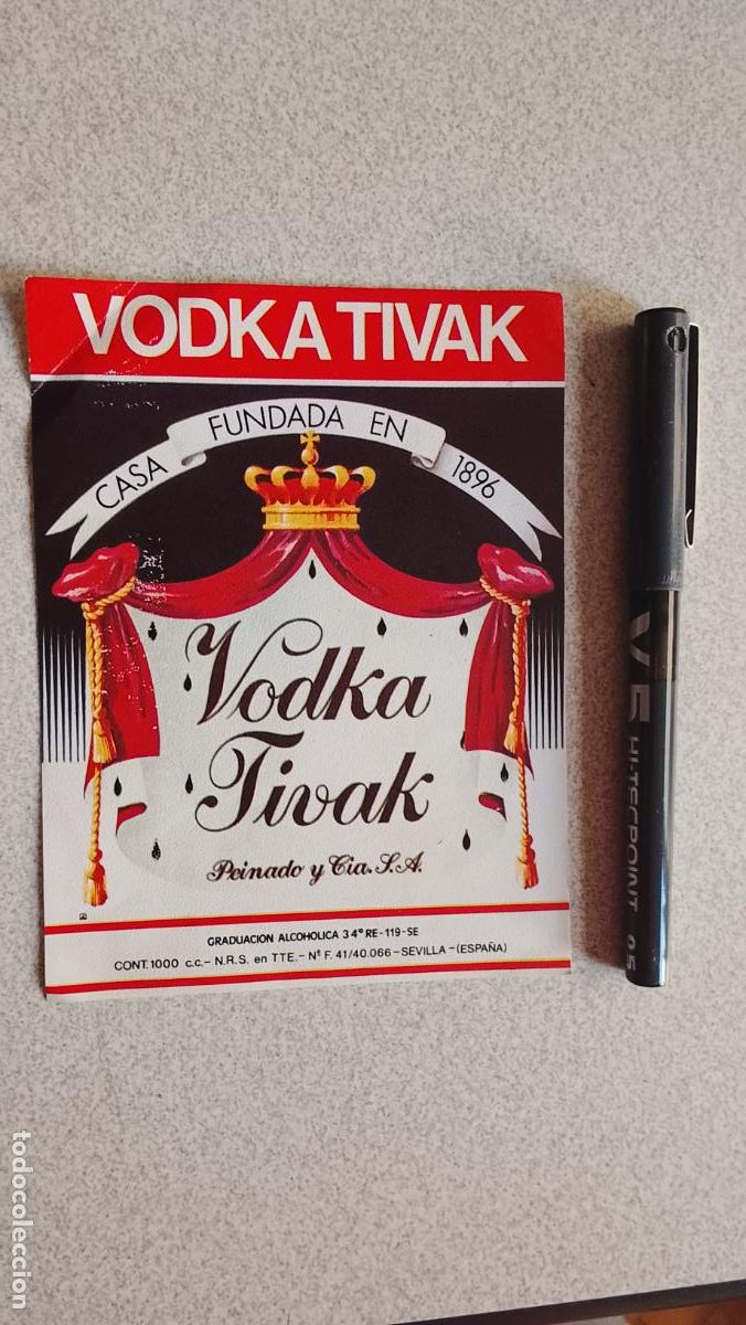 Etiquetas antiguas: Haga su oferta etiqueta - VODKA TIVAK SEVILLA