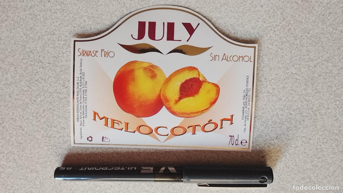 Etiquetas antiguas: Haga su oferta etiqueta - LICOR BEBIDA REFRESCANTE JULY MELOCOTON NOBLEJAS TOLEDO