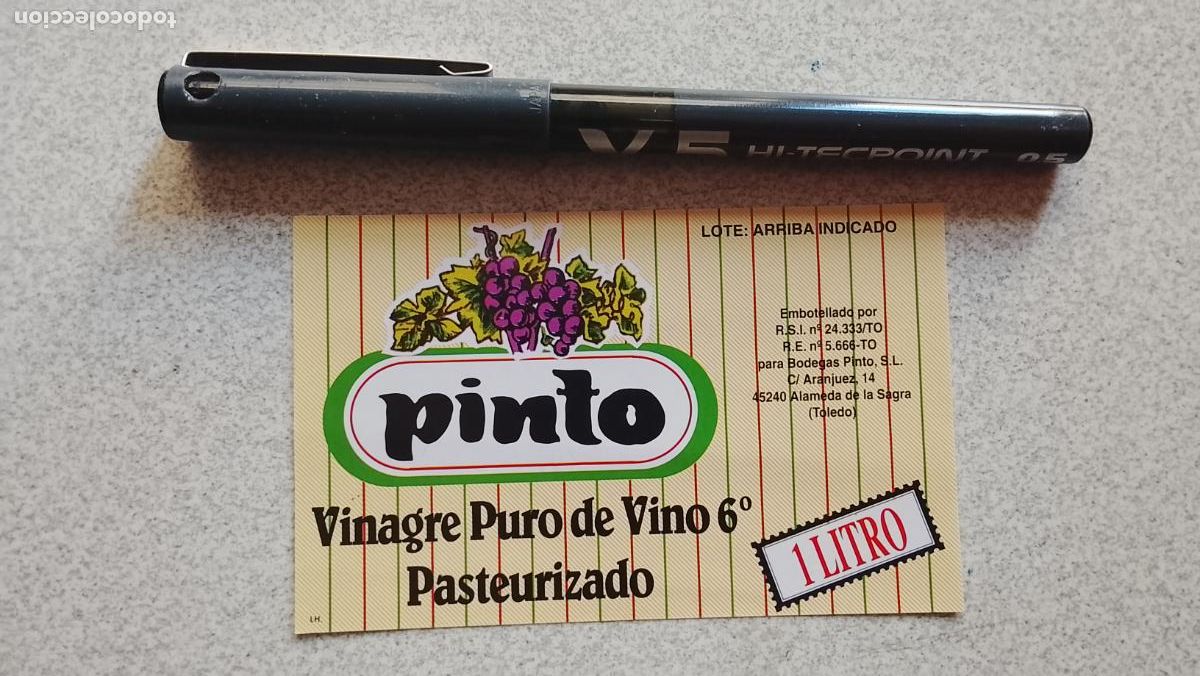 Etiquetas antiguas: Haga su oferta etiqueta - VINAGRE PURO DE VINO PAUSTERIZADO PINTO TOLEDO