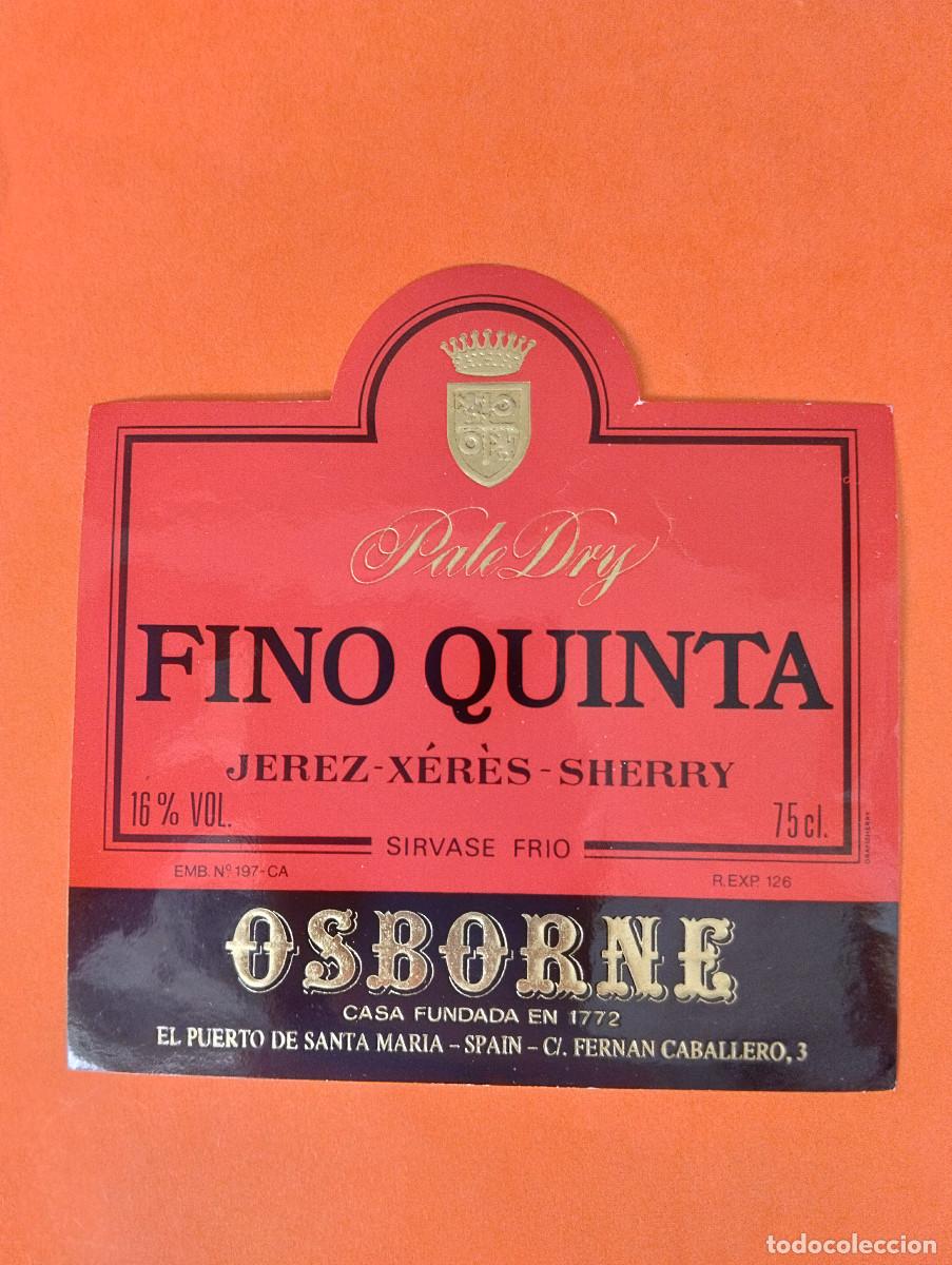 Etiquetas antiguas: ETIQUETA PALE DRY FINO QUINTA OSBORNE JEREZ PUERTO DE SANTA MARIA