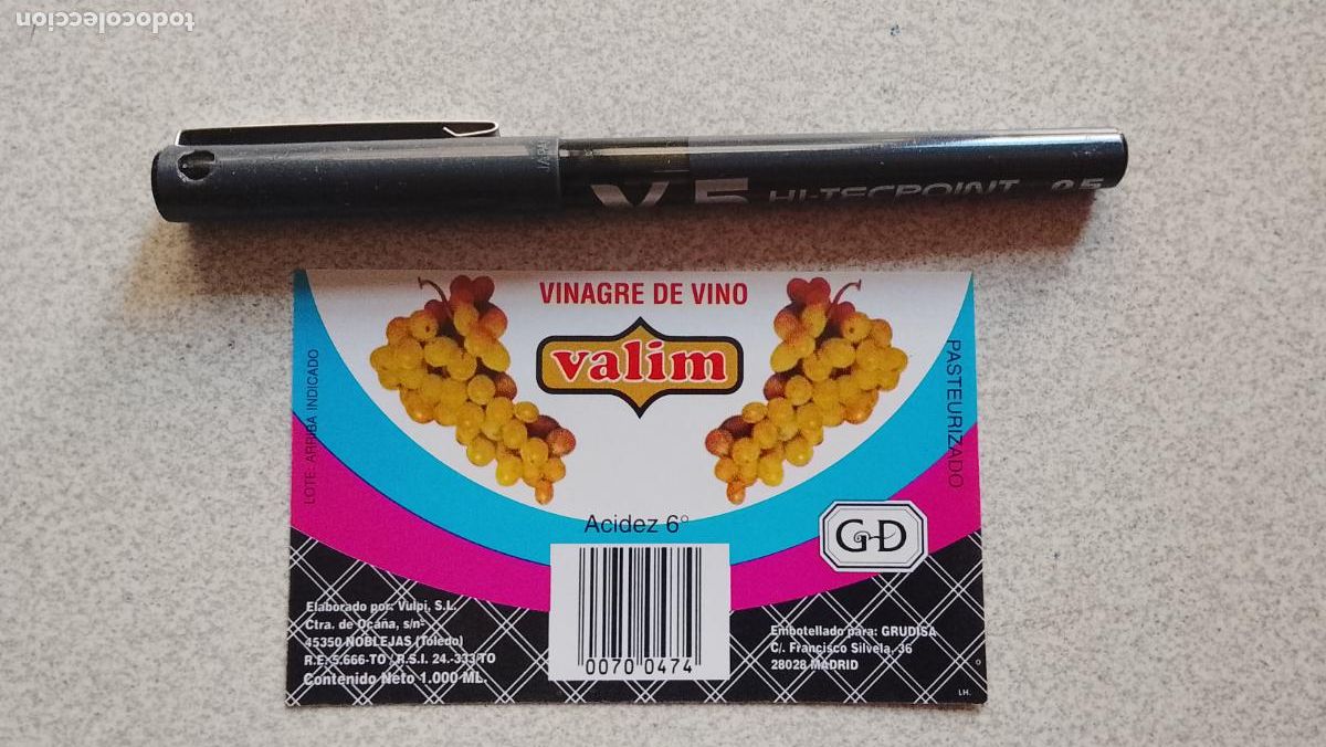Etiquetas antiguas: Haga su oferta etiqueta - VINGARE DE VINO VALIM NOBLEJAS TOLEDO