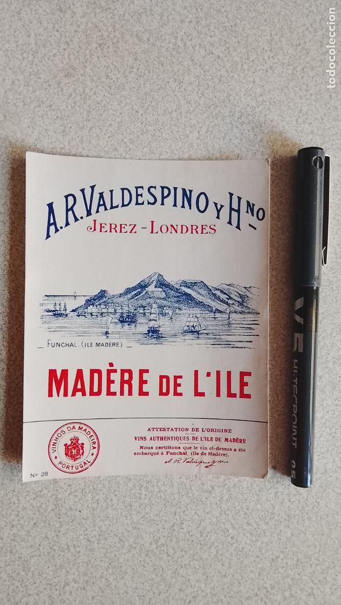 Etiquetas antiguas: Haga su oferta etiqueta - VALDESPINO JEREZ LONDRES MADRE DE LILE