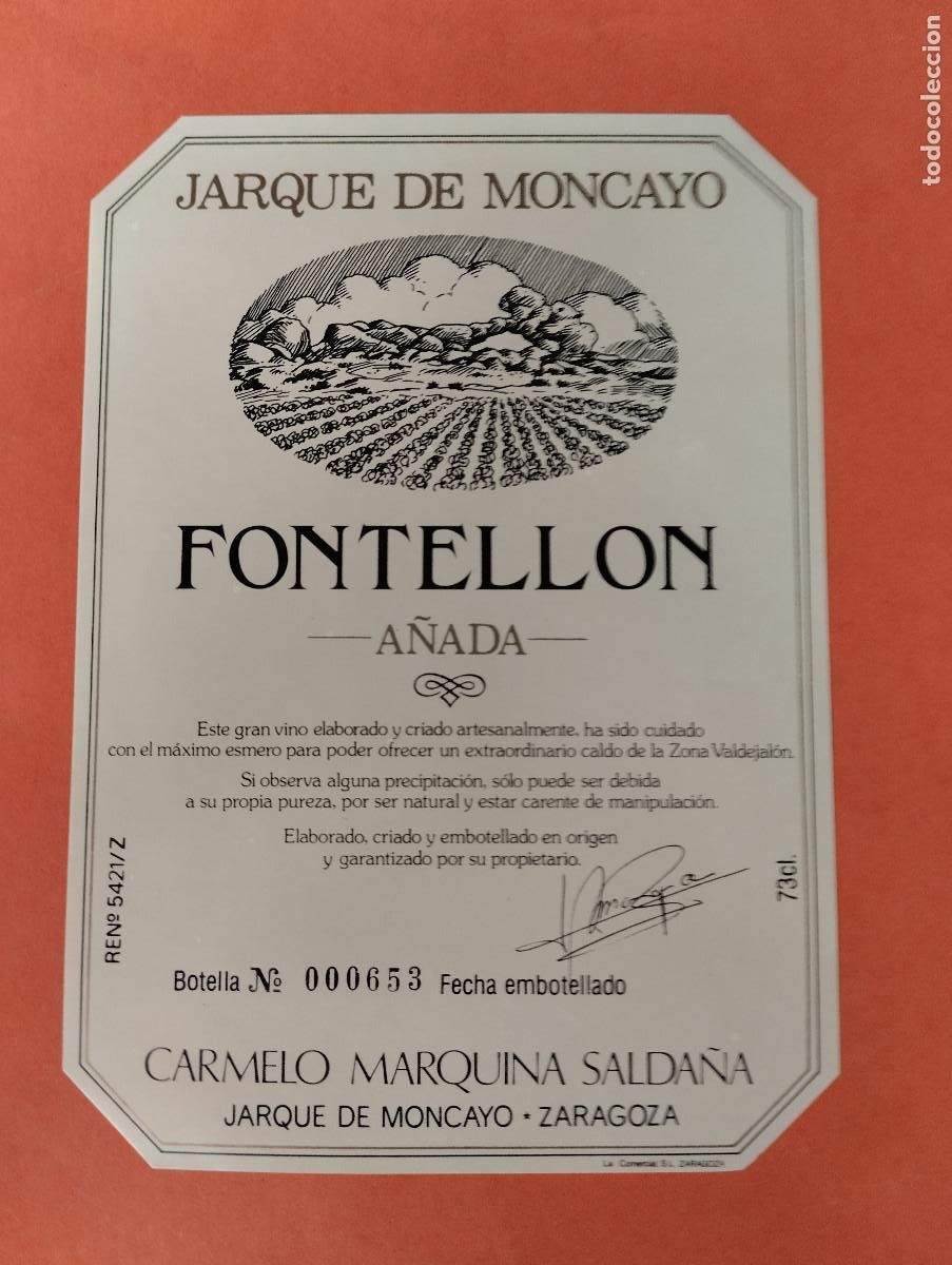Etichette antiche: ETIQUETA JARQUE DE MONCAYO ZARAGOZA FONTELLON A&Ntilde;ADA