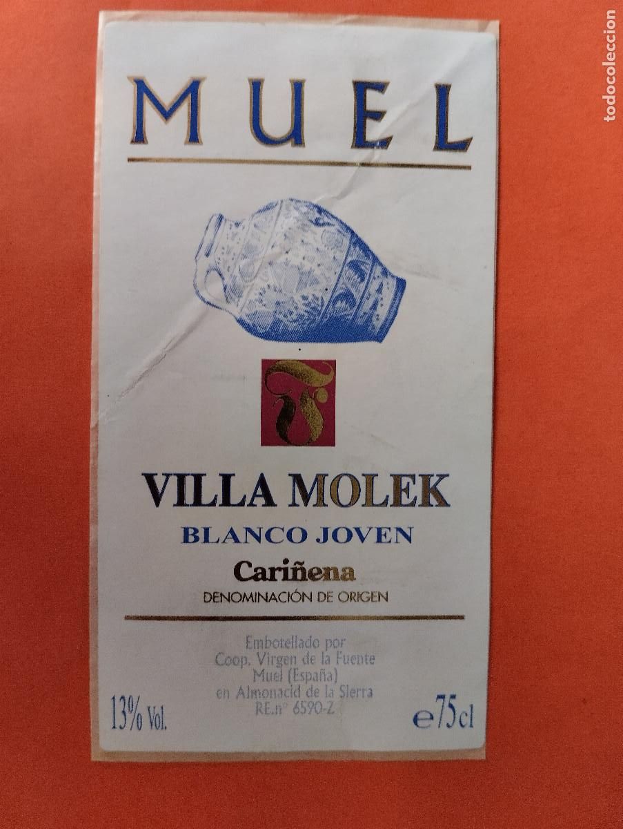Etiquetas antiguas: ETIQUETA MUEL ZARAGOZA VILLA MOLEK BLANCO JOVEN CARI&Ntilde;ENA.