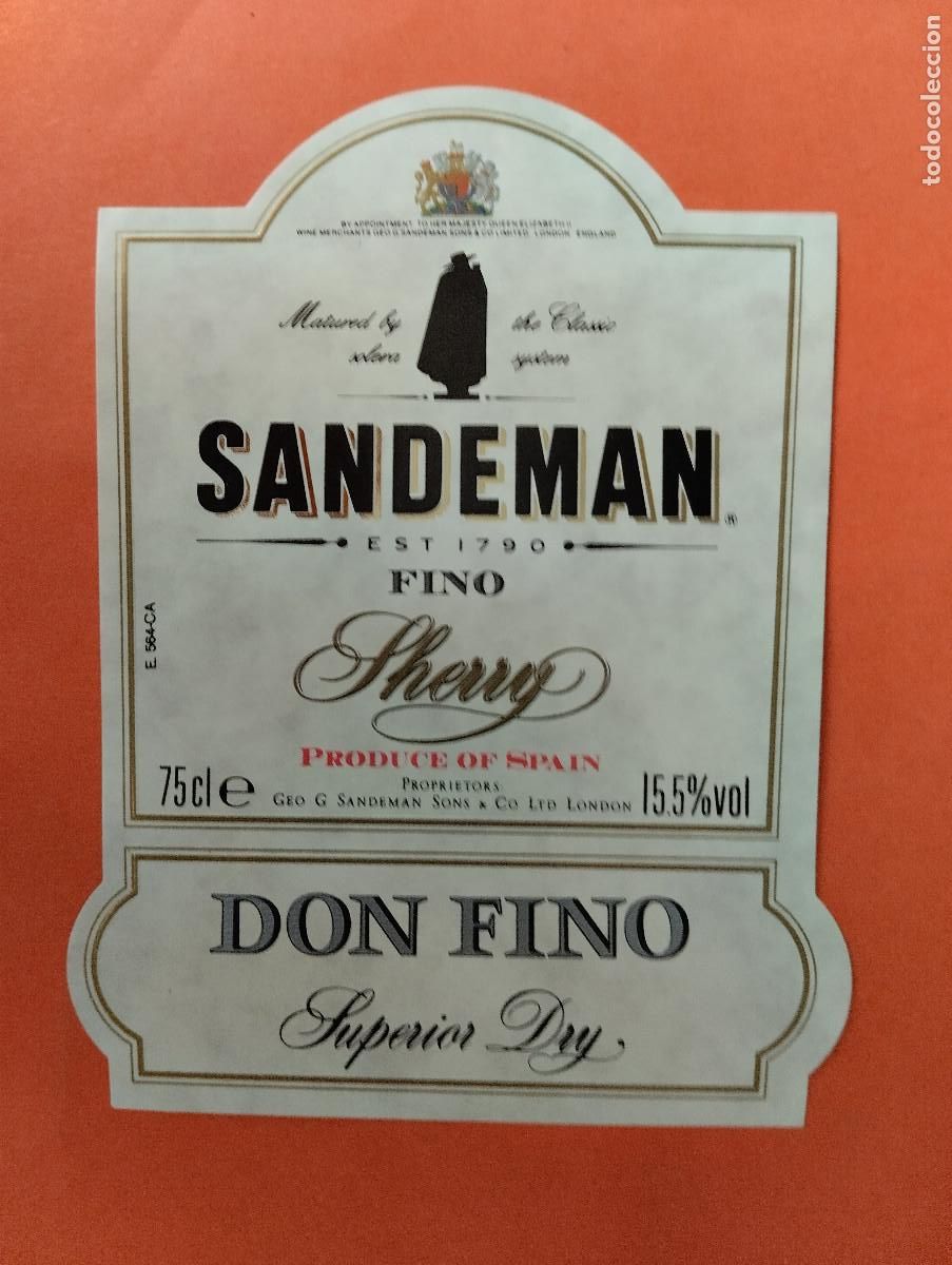 Etiquetas antiguas: ETIQUETA SANDEMAN FINO SHERRY DON FINO