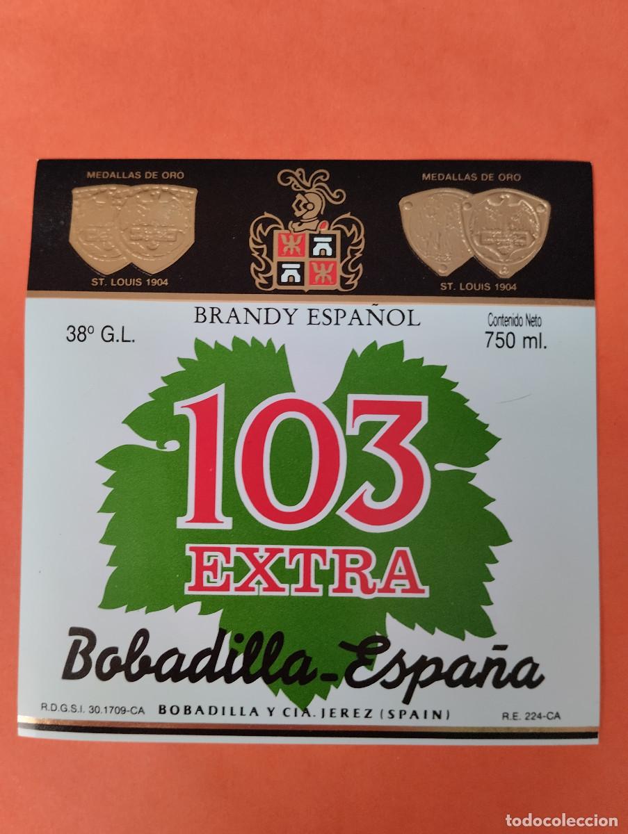 Etiquetas antiguas: ETIQUETA BRANDY 103 EXTRA BOBADILLA JEREZ