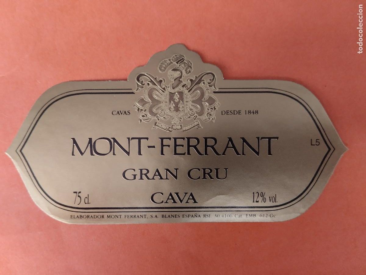 Etiquetas antiguas: ETIQUETA MONT-FERRANT CAVA GRAN CRU