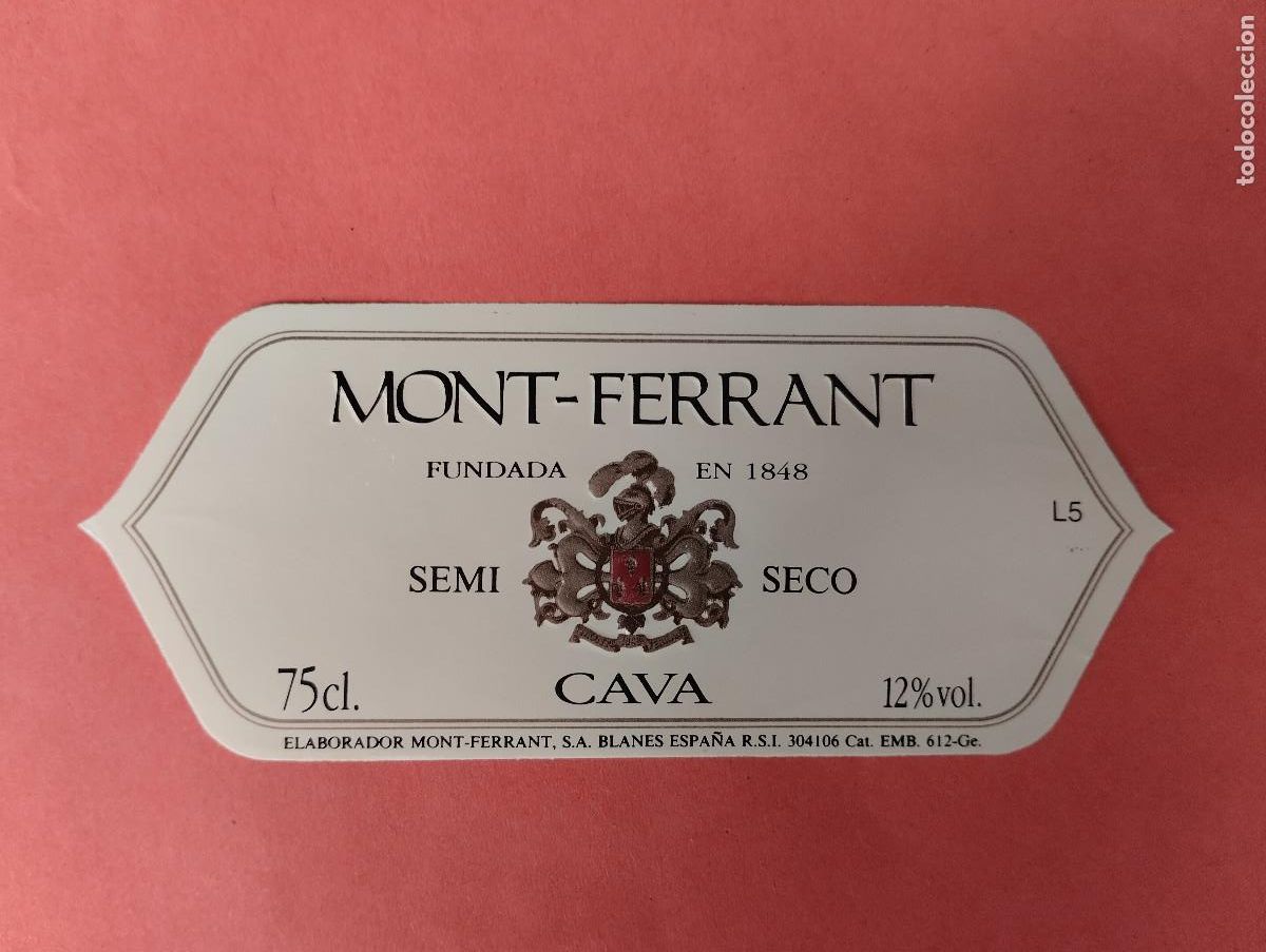 Etiquetas antiguas: ETIQUETA MONT-FERRANT CAVA SEMI SECO