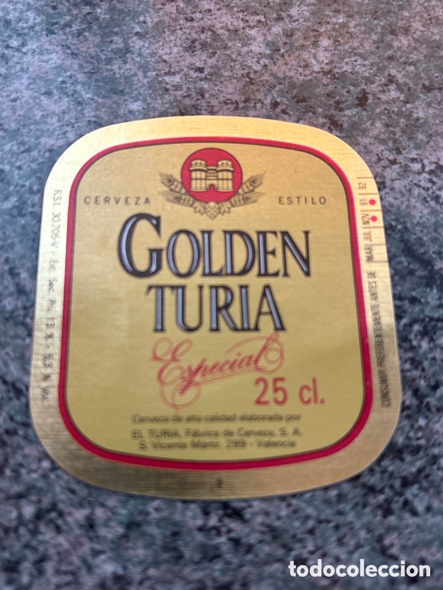 Etiquetas antiguas: ETIQUETA CERVEZA GOLDEN TURIA 25 CL