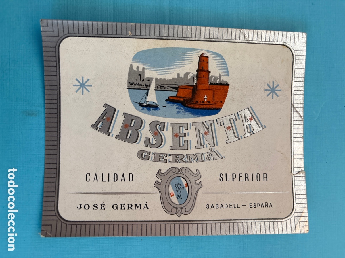 Etiquetas antiguas: ETIQUETA DE LICOR ABSENTA JOS&Eacute; GERM&Agrave; ( SABADELL)