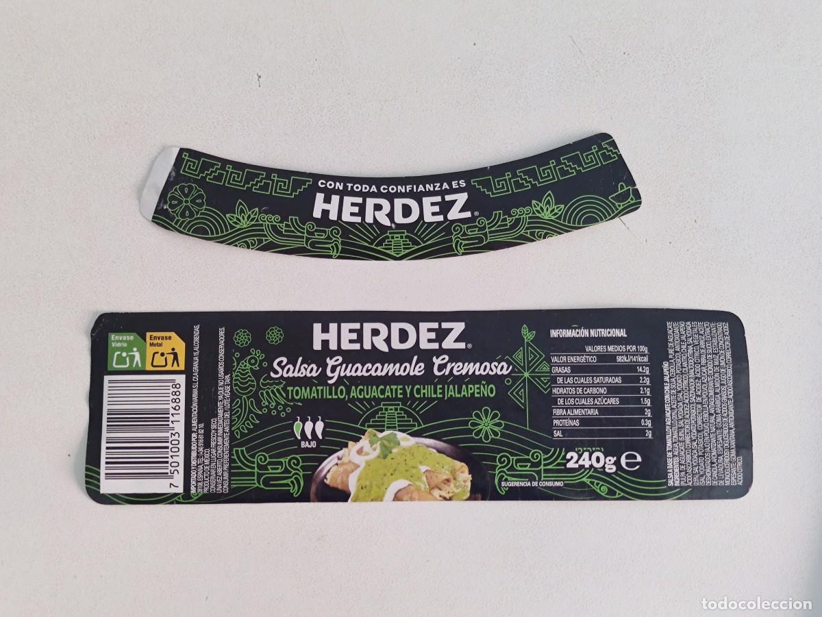 Etiquetas antiguas: ETIQUETA - HERDEZ SALSA GUACAMOLE CREMOSA - MEXICO