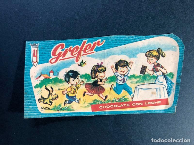 Etiquetas antiguas: ETIQUETA / GREFER CHOCOLATE CON LECHE / ILUSTRA - SABAT&Eacute;S