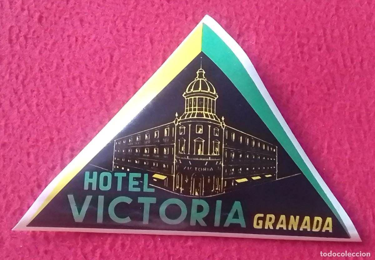 Etiquetas antiguas: ETIQUETA OLD LABEL &Eacute;TIQUETTE ETIKETTE ETICHETTA HOTEL VICTORIA GRANADA ANDALUSIA SPAIN ANDALUC&Iacute;A...