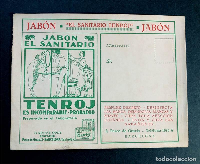 Etiquetas antiguas: JAB&Oacute;N - EL SANITARIO TENROJ / BARCELONA A&Ntilde;OS 30 / TARJET&Oacute;N PUBLICITARIO / 16 x 12 / CART&Oacute;N