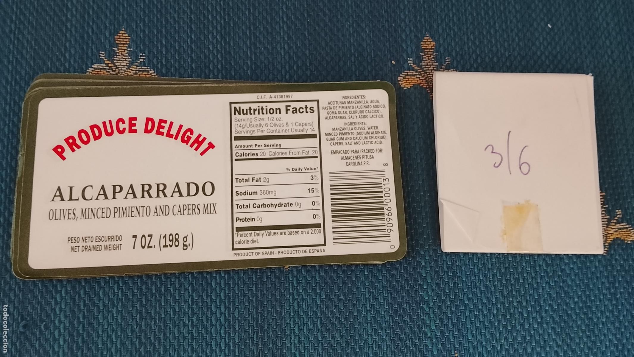Etiquetas antiguas: Haga su oferta etiqueta - ACEITE ACEITUNAS ENCURTIDOS , PRODUCE DELIGHT VER ETIQUETAS PARECIDAS