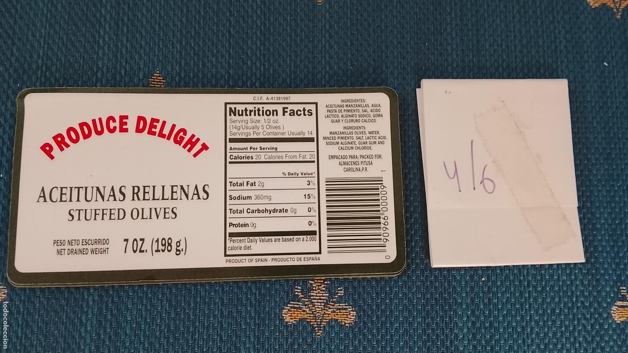 Etiquetas antiguas: Haga su oferta etiqueta - ACEITE ACEITUNAS ENCURTIDOS , PRODUCE DELIGHT VER ETIQUETAS PARECIDAS