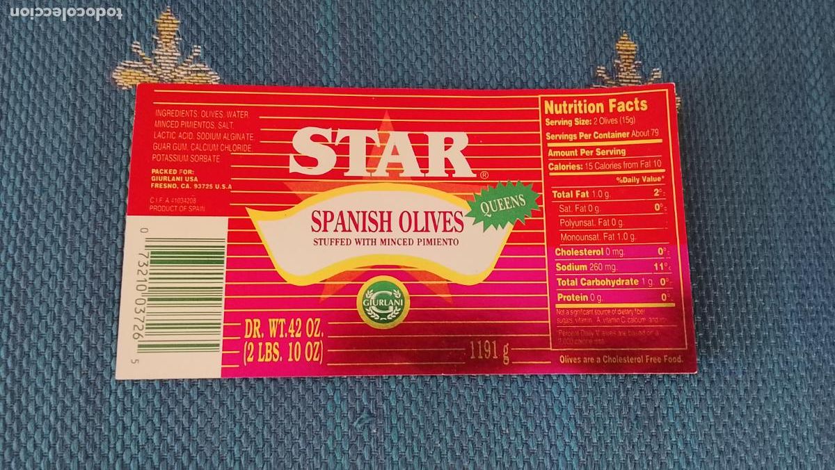 Etiquetas antiguas: Haga su oferta etiqueta - ACEITE ACEITUNAS OLIVAS STAR