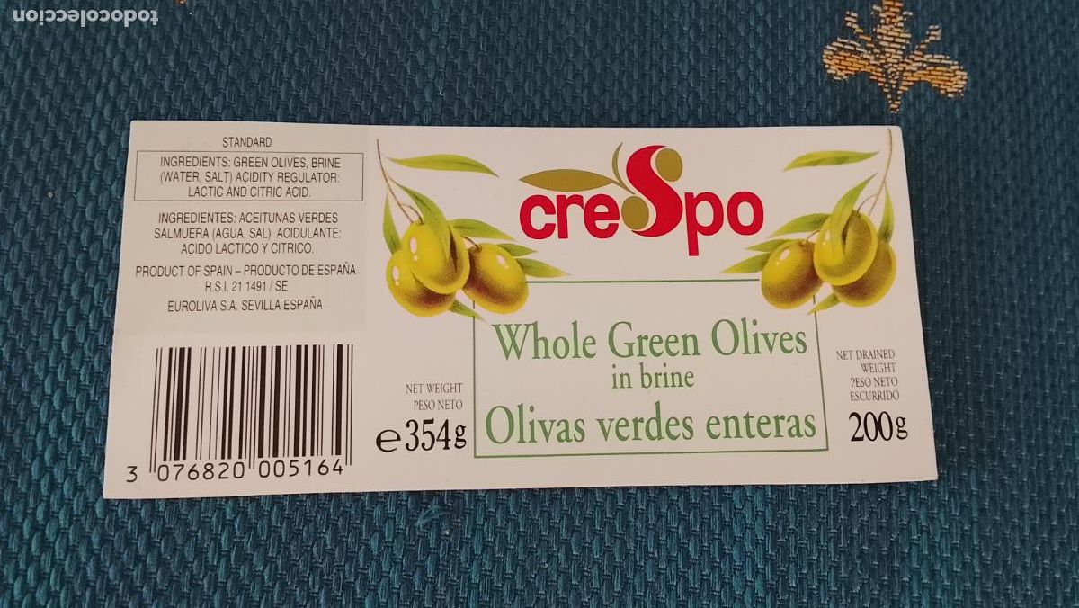 Etiquetas antiguas: Haga su oferta etiqueta - ACEITE ACEITUNAS OLIVAS CRESPO