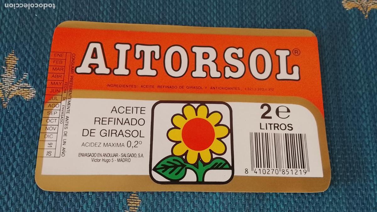 Etiquetas antiguas: Haga su oferta etiqueta - ACEITE ACEITUNAS OLIVAS AITORSOL