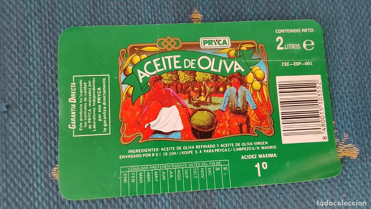 Etiquetas antiguas: Haga su oferta etiqueta - ACEITE ACEITUNAS OLIVAS MARCA PRYCA