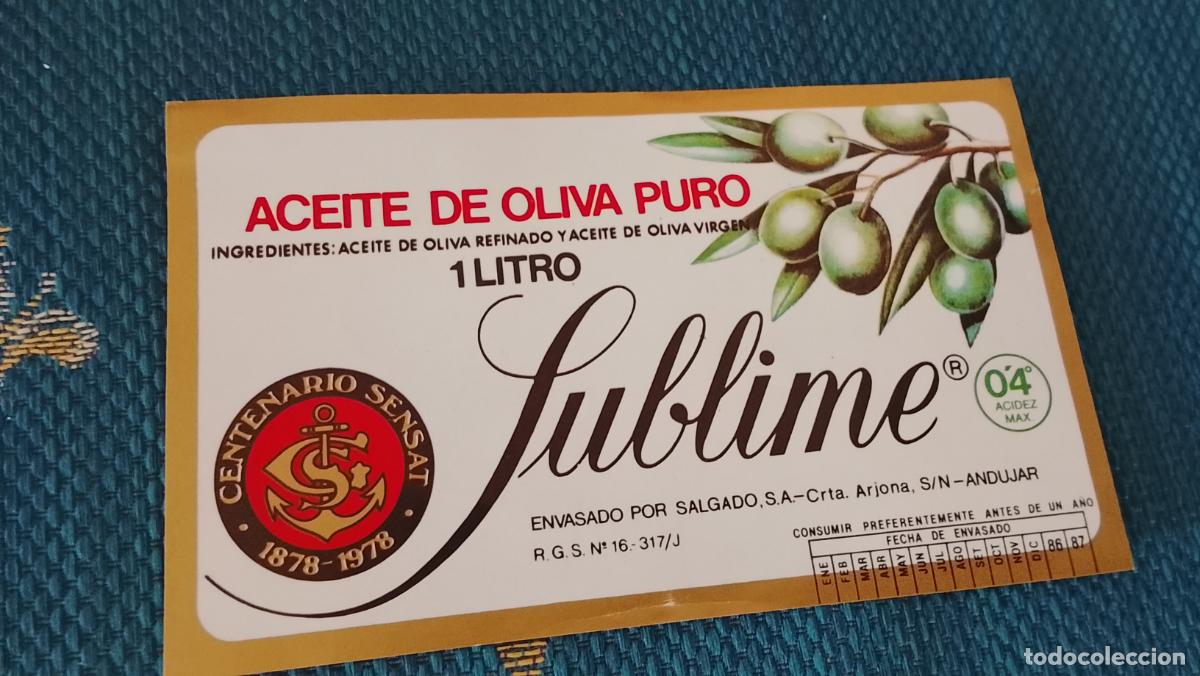 Etiquetas antiguas: Haga su oferta etiqueta - ACEITE ACEITUNAS OLIVAS MARCA SUBLIME