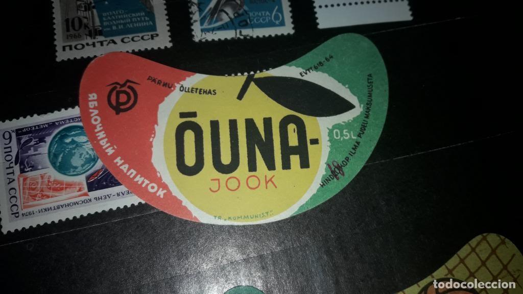 Etiquetas antiguas: ETIQUET Aantiguas Bebida carbonatada manzana 1964s Estonia sovi&eacute;tica. Sin pegar.