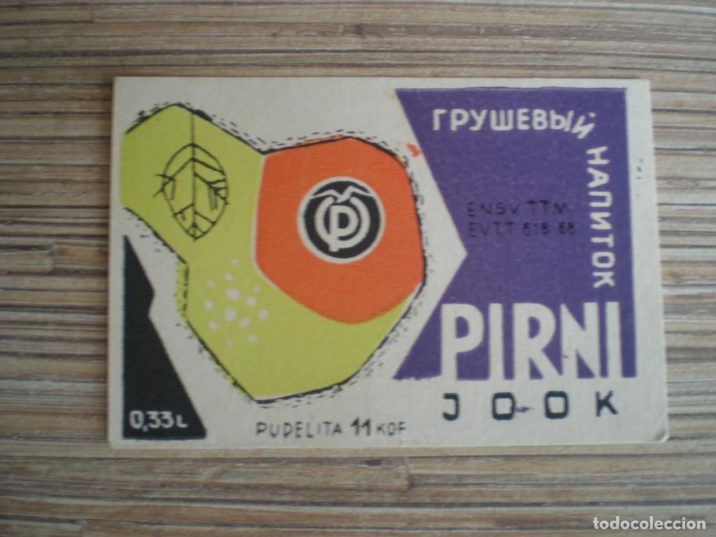 Etiquetas antiguas: ETIQUET Aantiguas. Bebida carbonatada pera 1960s Estonia sovi&eacute;tica. Nueva. Sin pegar.