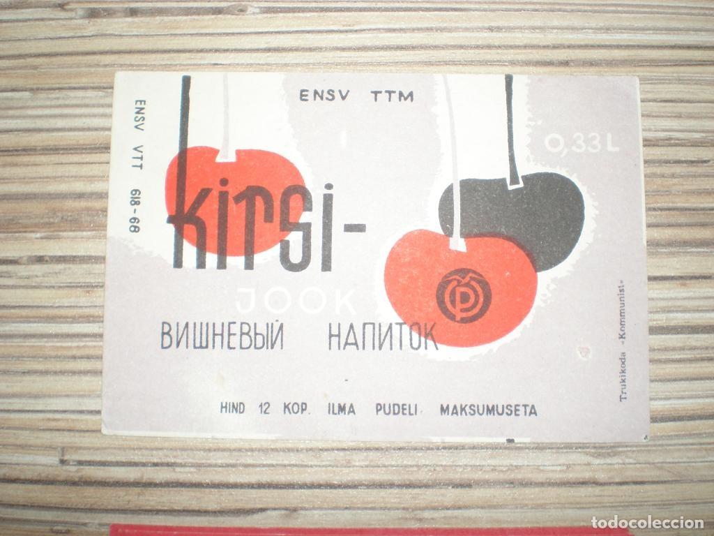 Etiquetas antiguas: ETIQUET Aantiguas. Bebida carbonatada cereza 1960s Estonia sovi&eacute;tica. Nueva. Sin pegar.