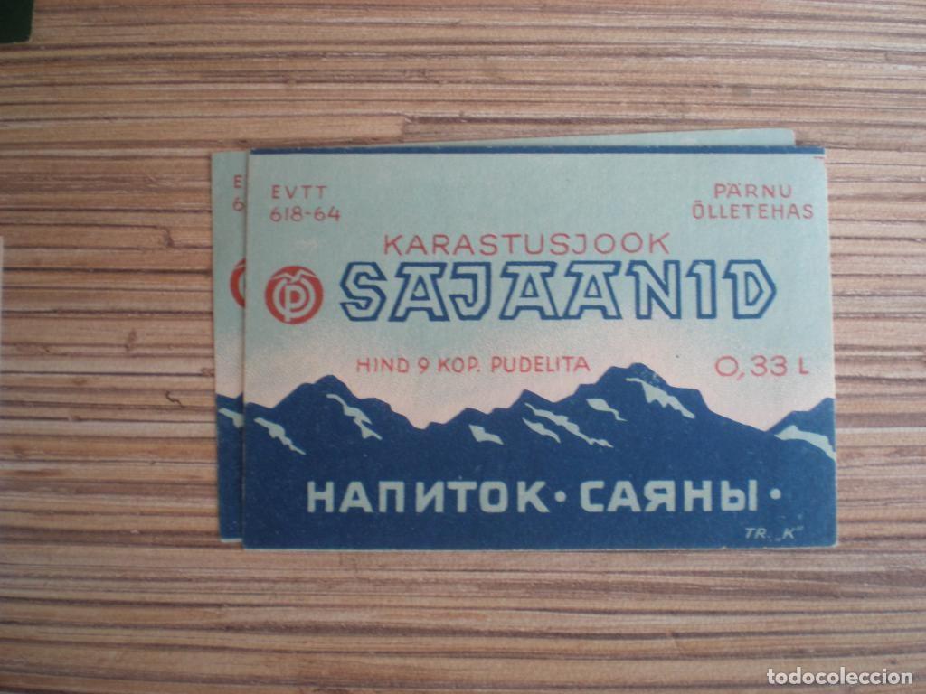 Etiquetas antiguas: ETIQUET Aantiguas. Bebida carbonatada Sierra Sayanes 1960s Estonia sovi&eacute;tica. Nueva. Sin pegar.