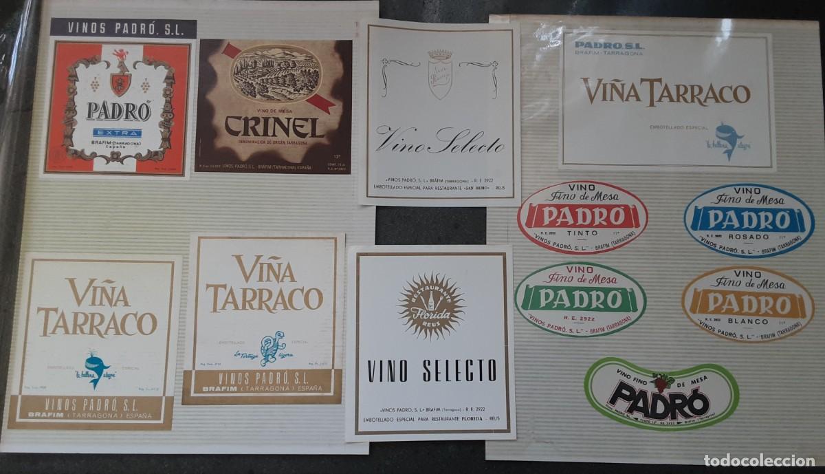 Etiquetas antiguas: Lote de doce etiquetas vinos Padr&oacute;, Brafim (Tarragona)