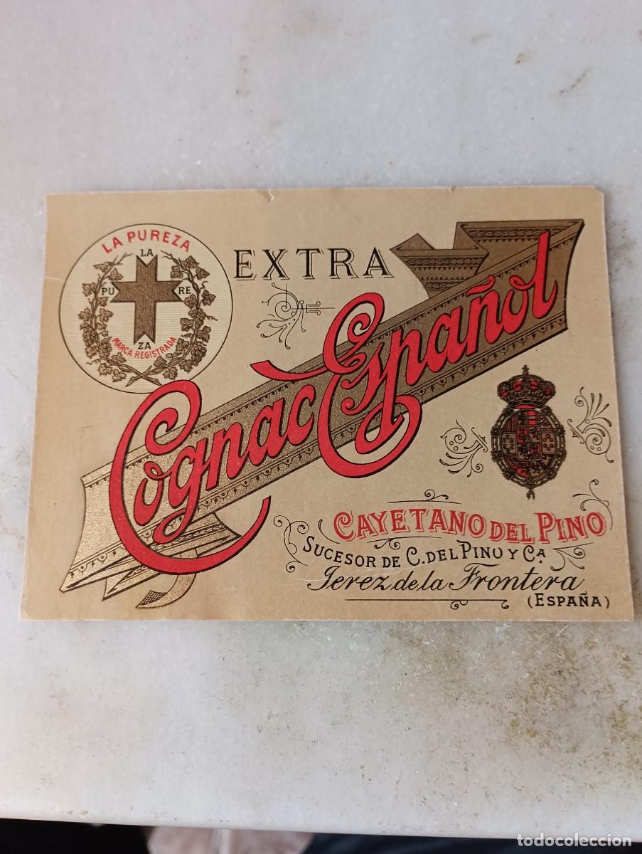 Old Labels: Antigua etiqueta vino jerez Cayetano del pino jerez