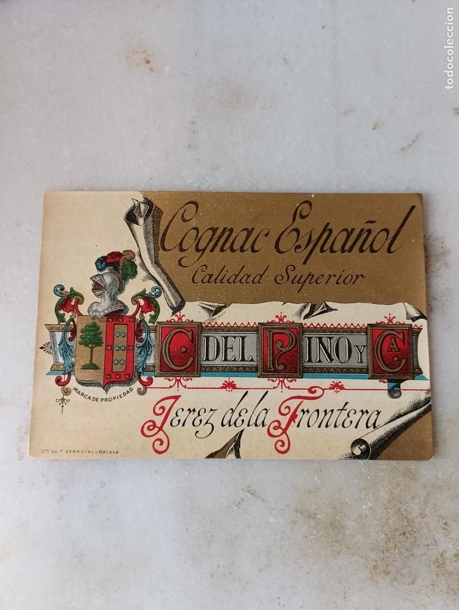 Old Labels: Antigua etiqueta vino jerez Cayetano del pino