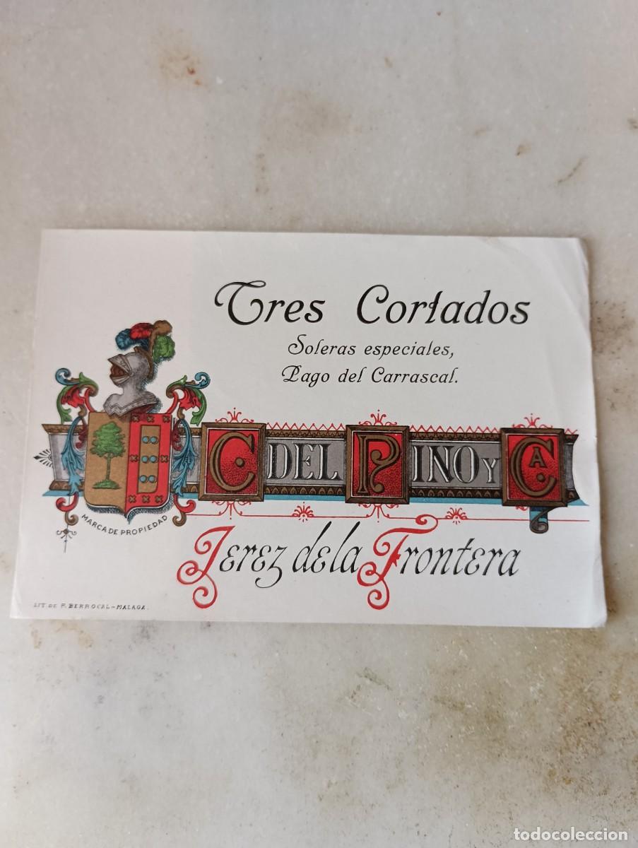Etiquetas antiguas: Antigua etiqueta vino jerez Cayetano del pino