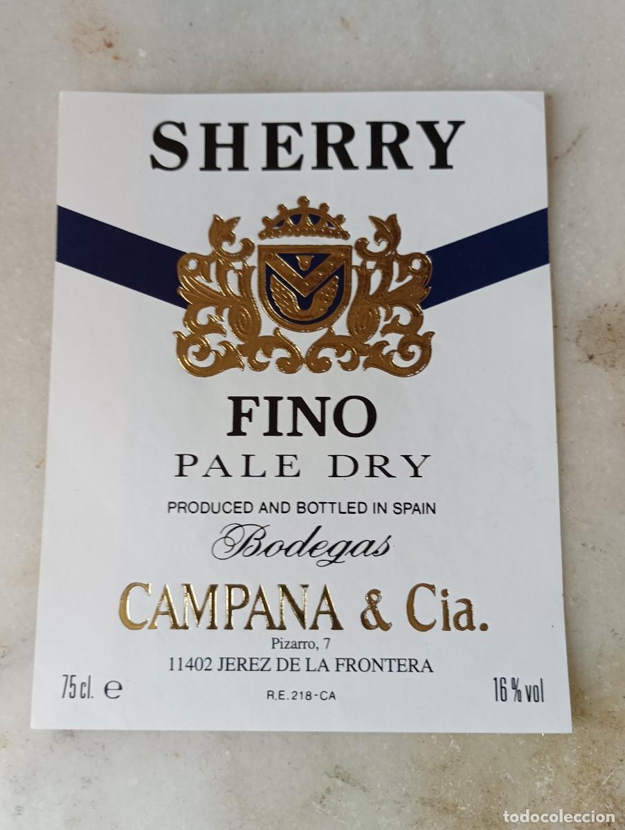 Etiquetas antiguas: Etiqueta vino jerez campana