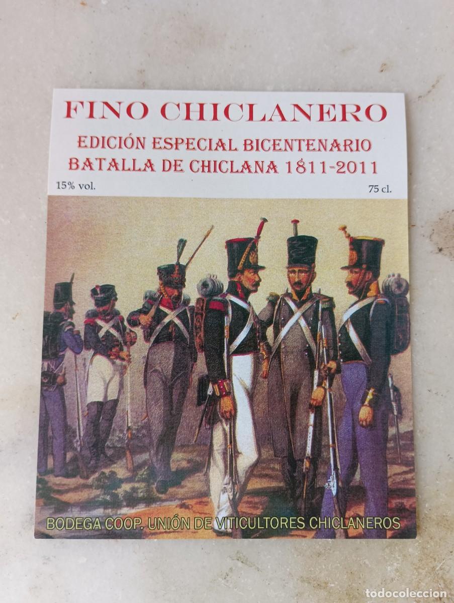 Etiquetas antiguas: Etiqueta vino Chiclana guerra independencia