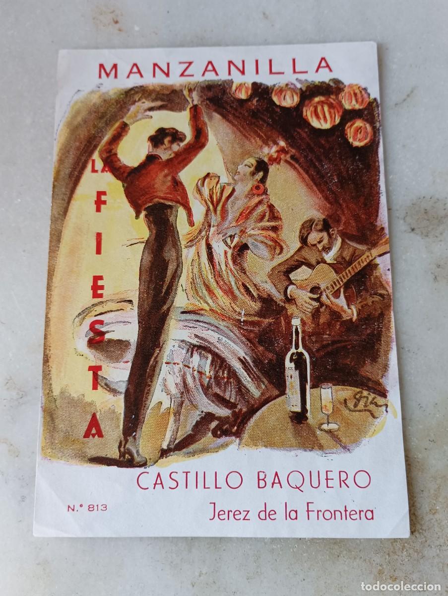 Etiquetas antiguas: Antigua etiqueta manzanilla jerez flamenco