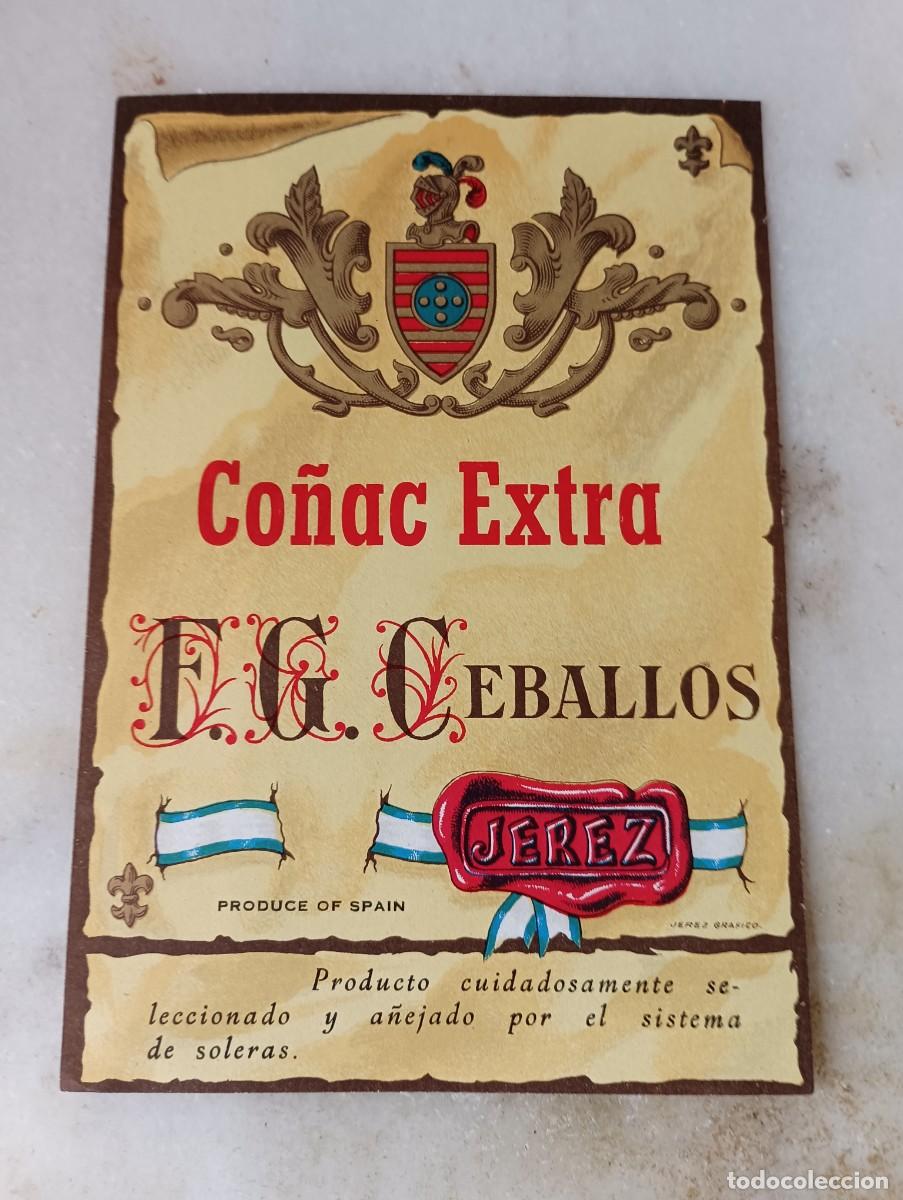 Etiquetas antiguas: Antigua etiqueta co&ntilde;ac jerez Ceballos