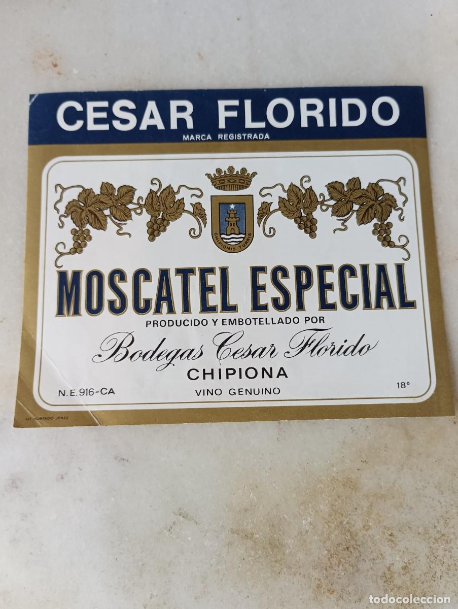 Etiquetas antiguas: Etiqueta vino Chipiona cesar florido