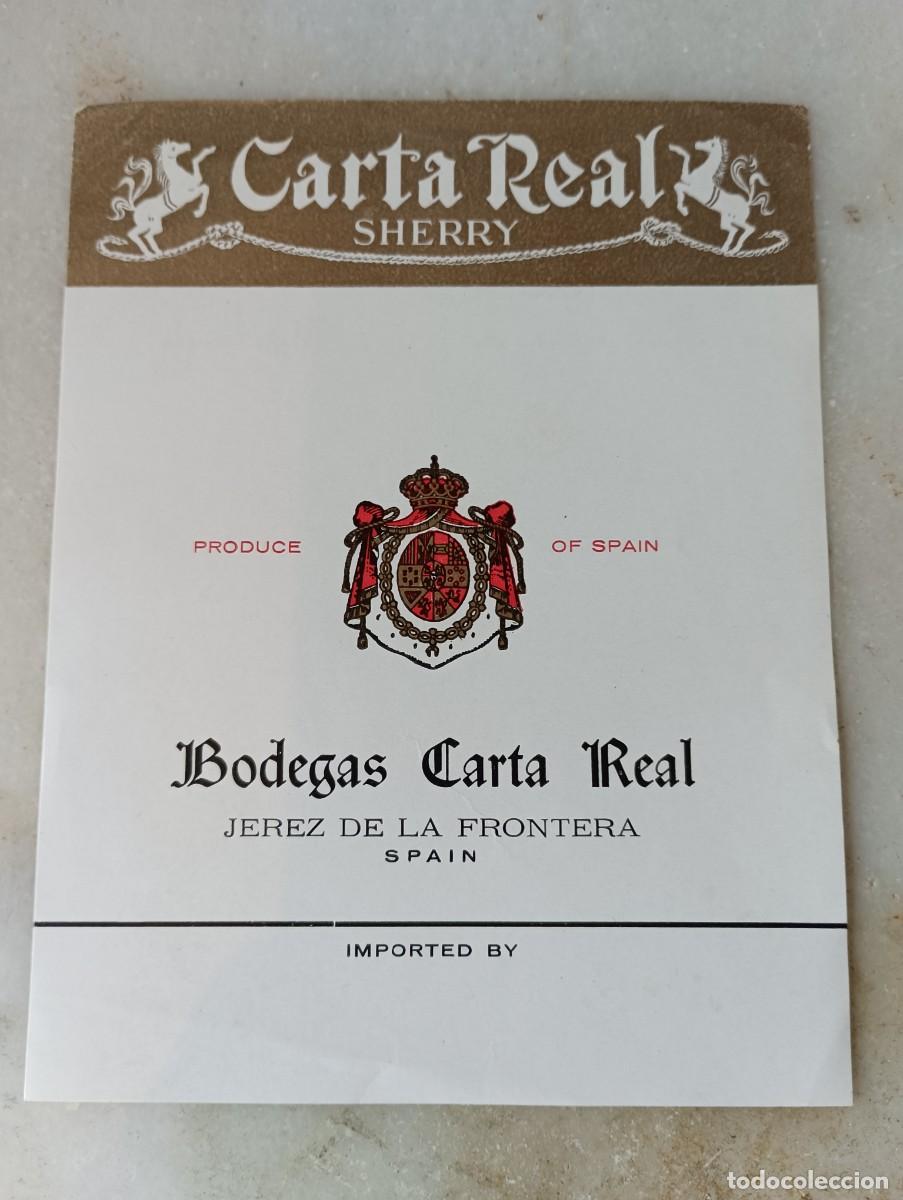 Etiquetas antiguas: Etiqueta vino jerez carta real caballos