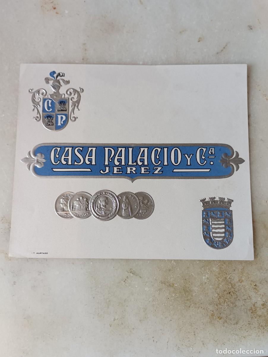 Etiquetas antiguas: Etiqueta vino jerez casa palacio
