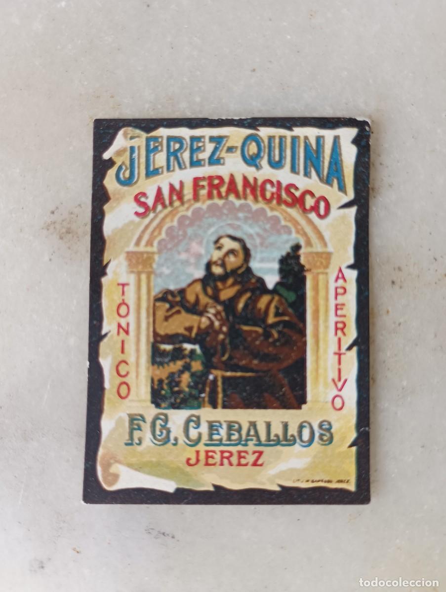 Etiquetas antiguas: Etiqueta vino quina jerez botell&iacute;n